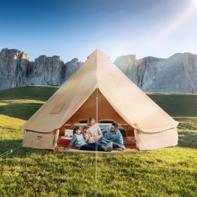 VEVOR Canvas Bell Tent, 4 Seasons 6 m/19.68 ft Yurt Tent, Canvas Tent for Camping with Stove Jack, Breathable Tent Holds up to 10 People